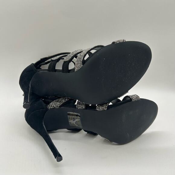 Steve Madded Heels Women 9 Black Malika Open Toe Strap Sandals Wedding Party NEW - Picture 7 of 13